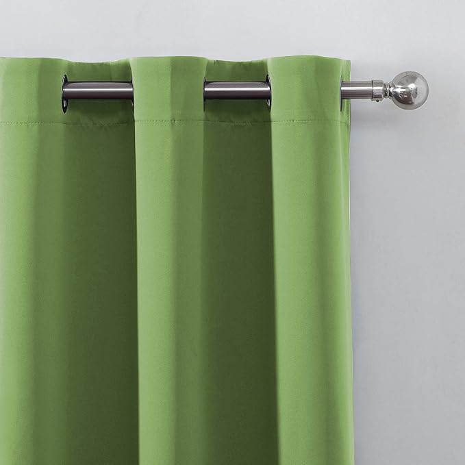 LEMOMO Light Green Thermal Blackout Curtains/52 x 108 Inch/Set of 2 Panels Room Darkening Curtains for Bedroom