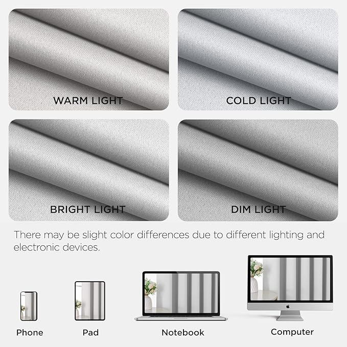Joydeco Blackout Patio Sliding Door Curtains 90 Inches Long, Grommet Privacy Room Divider Curtains, Extra Wide Thermal Blackout Drapes for Bedroom Living Room (Greyish White, 70Wx90L, 1 Panel)