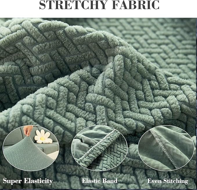 Sofa Covers Couch Covers for Sofa Pet Friendly Couch Cushion Covers Universal Sofa Covers Washable Stretch Slipcovers for Sectional Sofa (Texture Green,Chaise Cover)