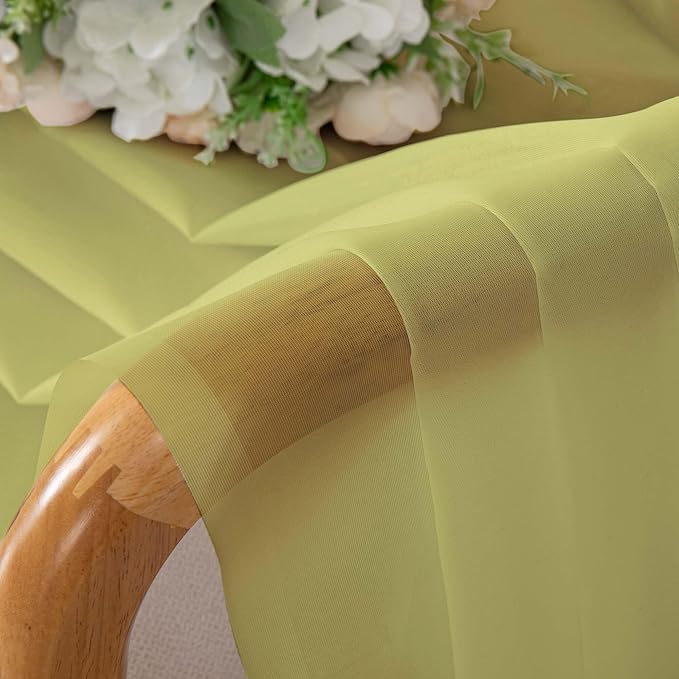 Chyhomenyc Sheer Curtains 36 inch Length 2 Panels Set, Light Filtering Voile Rod Pocket Short Window Curtians for Bathroom Living Room Farmhouse Small Windows, Each 42Wx36L in, 2PCS, Lemon