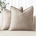 MIULEE Decorative Linen Pillow Covers 18x18 Inch Natural Linen Boho Farmhouse Neutral Couch Throw Pillows for Bed Pack of 2 Accent Modern Pillowcase Sofa Livingroom Home Decor