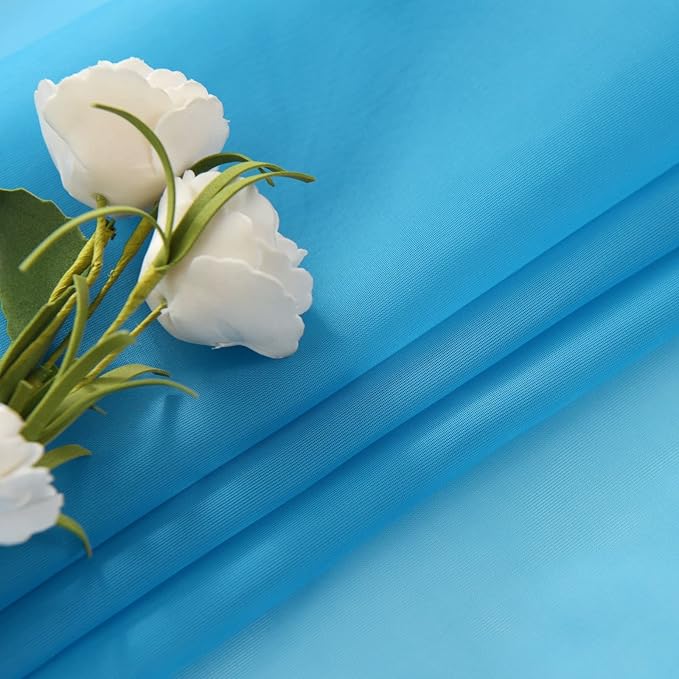SpaceDresser Basic Rod Pocket Sheer Voile Window Curtain Panels Cyan Blue 1 Pair 2 Panels 52 Width 90 Inch Long for Kitchen Bedroom Children Living Room Yard(Cyan Blue,52 W x 90 L), adult