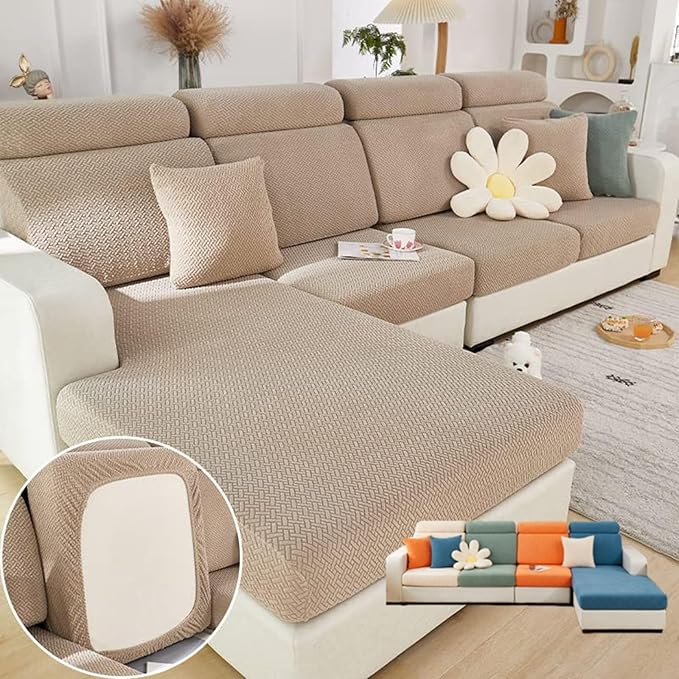 Soothing Home Sofa Covers, Sofa Hero Covers, Wear-Resistant Universal Couch Covers Washable Stretch Sectional Couch Cushion Covers (Coffee,Back Cover L)