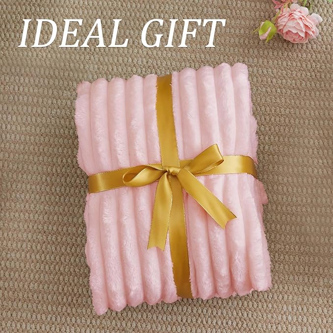 BEDELITE Fleece Pink Throw Blanket for Couch - 300GSM Soft & Warm Valentines Blanket Gifts for Women Girls, Decorative Spring Pink Blankets for Home, 50"x60"