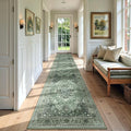 RELEANY Area Rugs 2'6''x10' Runner Rug Non Slip Washable for Kitchen Hallway Bedroom Beside Laundry Room Bathroom Rug, Floor Carpet, Dark Green Gray