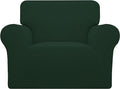 Easy-Going Stretch Chair Sofa Slipcover 1-Piece Couch Sofa Cover Furniture Protector Soft with Elastic Bottom for Kids, Pet. Spandex Jacquard Fabric Small Checks (Chair, Dark Green)