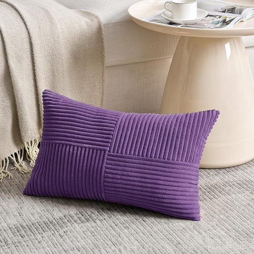 2 Packs Purple Lumbar Decorative Throw Pillow Covers 16x26 Inch