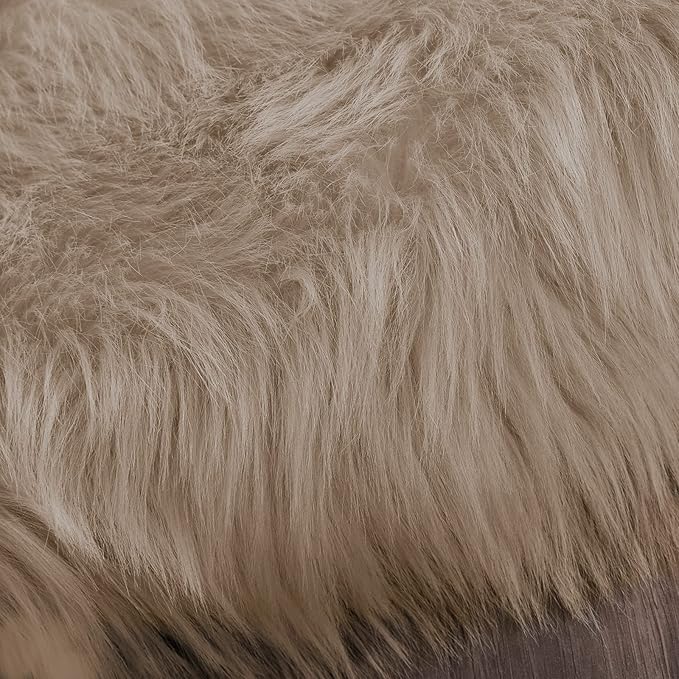 Latepis Light Brown Beige Living Room Rugs Faux Sheepskin Fur 5x7 Area Rugs for Bedroom Fluffy Washable Rug Large Plush Fuzzy Floor Rug Home Decor Rectangle