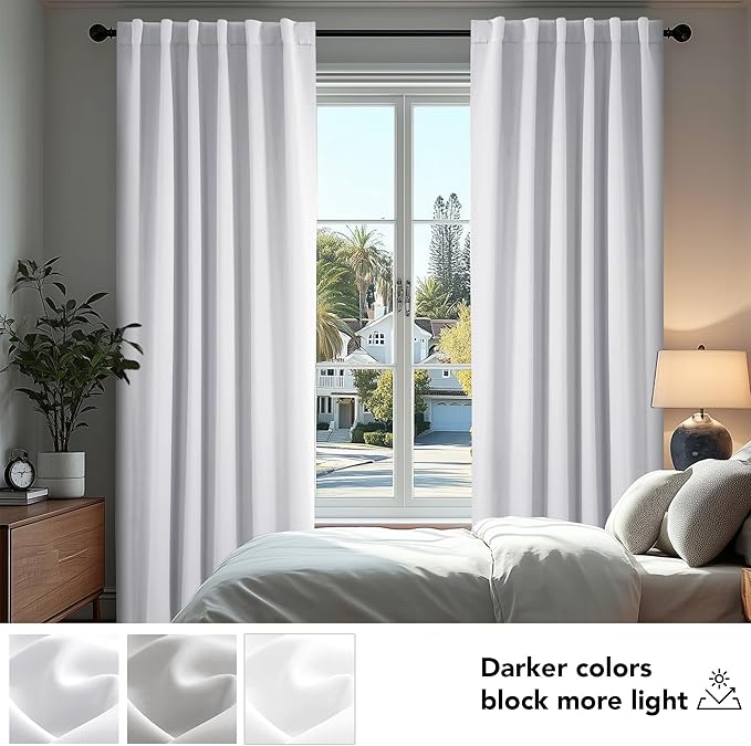 Deconovo Blackout Curtains, Thermal Insulated, W42 x L45 2 Panels, Back Tab, Machine Washable, Room-Darkening Drapes for Bedroom/Living Room Star White