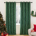 Deconovo Green Curtains, Christmas Blackout Drapes, Thermal Insulated Soundproof Drape, Wave Line Dot Foil Print, 52 x 84 Inch, 2 Panels, Machine‑Washable Window Panel for Living Room Kitchen Nursery