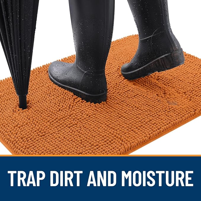 OLANLY Dog Door Mat for Muddy Paws 47x17, Absorbs Moisture and Dirt, Absorbent Non-Slip Washable Doormat, Quick Dry Chenille Mud Mat for Dogs, Entry Indoor Entryway Carpet for Inside Floor, Clay