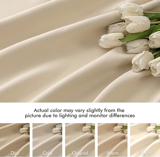 MIULEE Back Tab Cream Beige Curtains 120 Inch Long 2 Panels Set for Living Room Bedroom, Ivory Rod Pocket/Pinch Pleated Light Blocking Extra Long Thermal Insulated Room Darkening Blackout Drapes
