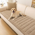 Smiry Couch Cover for Dogs Washable, Non Slip Fuzzy Pet Couch Covers for 3 Cushion Sofa Pet Friendly, Thick Soft Sofa Slipcovers Cushion Protector (Khaki, 27.6" x 88")