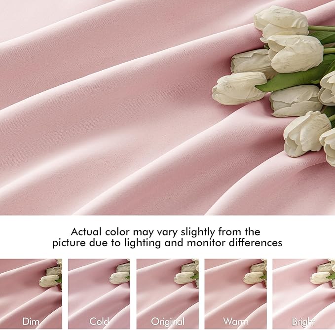 MIULEE Baby Pink Back Tab Blackout Curtains 120 Inch Long 2 Panels Set for Living Room Bedroom Privacy Rod Pocket/Pinch Pleated Extra Long Thermal Insulated Room Darkening Light Blocking 10FT Drapes