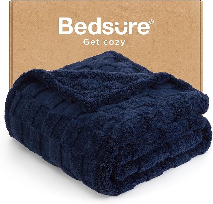 Bedsure GentleSoft Navy Throw Blanket for Couch - Super Soft Cozy Blankets Gifts for Kids Girls, Cute Small Fleece Throws for Bedroom Home Decor, 50x70 Inches
