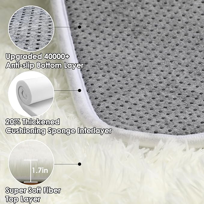 ONASAR Cream White Area Rugs 9x12 Living Room, Ivory Large Fluffy Shag Bedroom Rug, Soft Plush Thick Shaggy Big Floor Carpet for Kids Boy Girls Teen Dorm Nursery Indoor Home Decor Aesthetic
