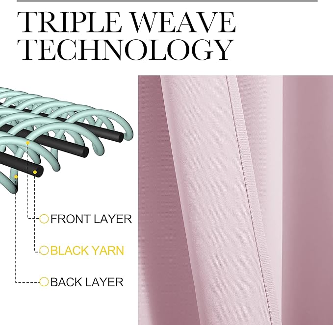 NICETOWN RV Blackout Curtains for Camper Windows, Baby Pink, 34" x 30", Set of 2, Kitchen Short Blackout Curtains & Drapes, Thermal Insulated Rod Pocket Window Treatment Draperies for Nursery