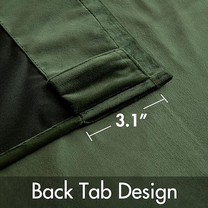 MIULEE Velvet Curtains 105 inches - Luxury Blackout Curtains for Bedroom Living Room Thermal Insulated Super Soft Window Drapes Rod Pocket & Back Tab, Olive Green, W52 x L105 inches, 2 Panels