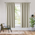 RYB HOME Bedroom Blackout Curtains 54 inches Long, 100% Blackout Thermal Insulated Noise Reducing Curtains for Living Room Nursury, 42 inches Wide by 54 inches Long, Natural