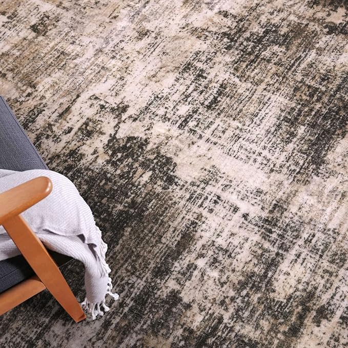 IOHOUZE Abstract Runner Rug 3x8 Ft Washable Runners for Hallways, Non Slip Kitchen Runner Printed Faux Wool Entryway Runner Indoor, Modern Abstract Floor Carpet for Hall Bedroom, Brown/Rust