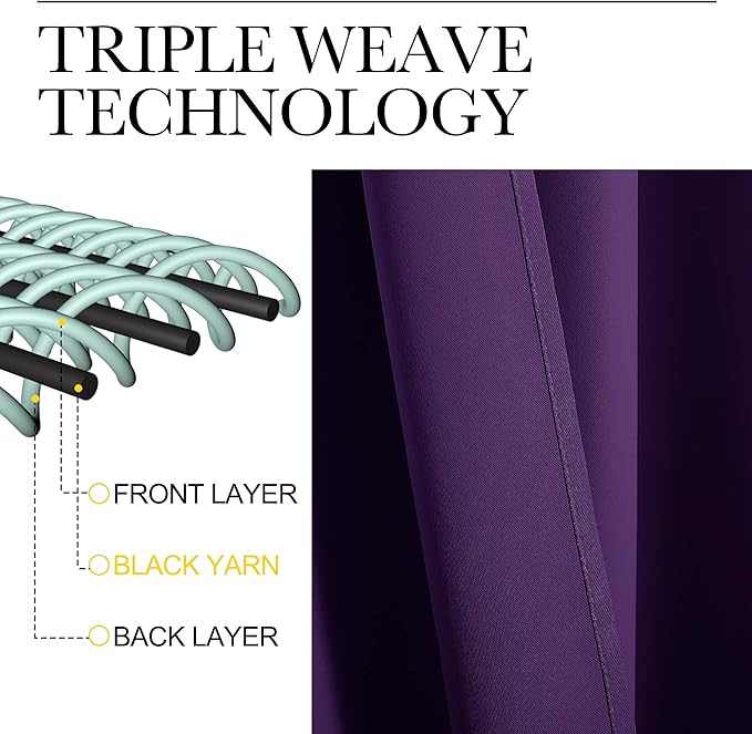 NICETOWN Blackout Draperies Curtains 84 Long - Easy Care Thermal Insulated Rod Pocket Blackout Curtains/Draperies for Patio Door - 1 Pair, Royal Purple, 42 inches Wx84 L