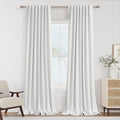 Guken White 100% Blackout Linen Curtains 52 Inch Wide by 124 Inch for Living Room Bedroom Back Tab Thermal Insulated Black Out Linen 2 Drapes Room Darkening Window Curtains