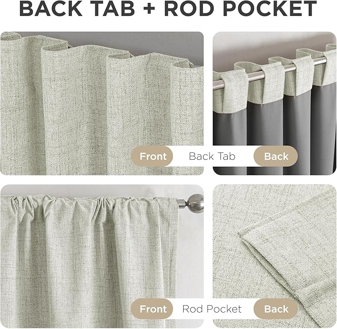Joydeco Blackout Curtains for Bedroom - 100% Light Blocking 2 Panels Light Beige Drapes 66"W x 84"L, Thermal Insulated Room Darkening Curtains, Linen Textured for Living Room, Rod Pocket & Back Tabs