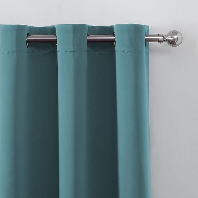 LEMOMO Sea Teal Thermal Blackout Curtains/38 x 63 Inch/Set of 2 Panels Room Darkening Curtains for Bedroom