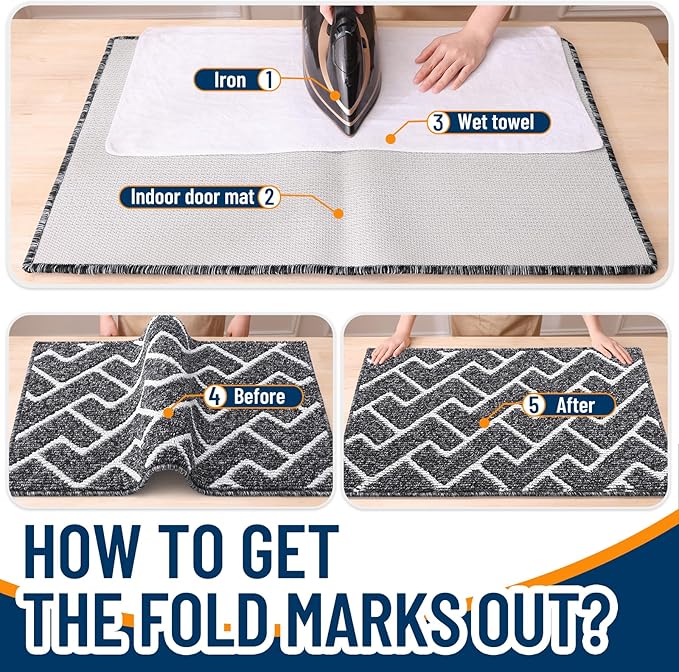 OLANLY Front Door Mat, Non-Slip Rubber Backing, Dirt Resistant and Absorbent, Washable, Easy to Clean Low-Profile Indoor Doormat for Back Door, Entryway, Inside Entrance, 40x32, Black