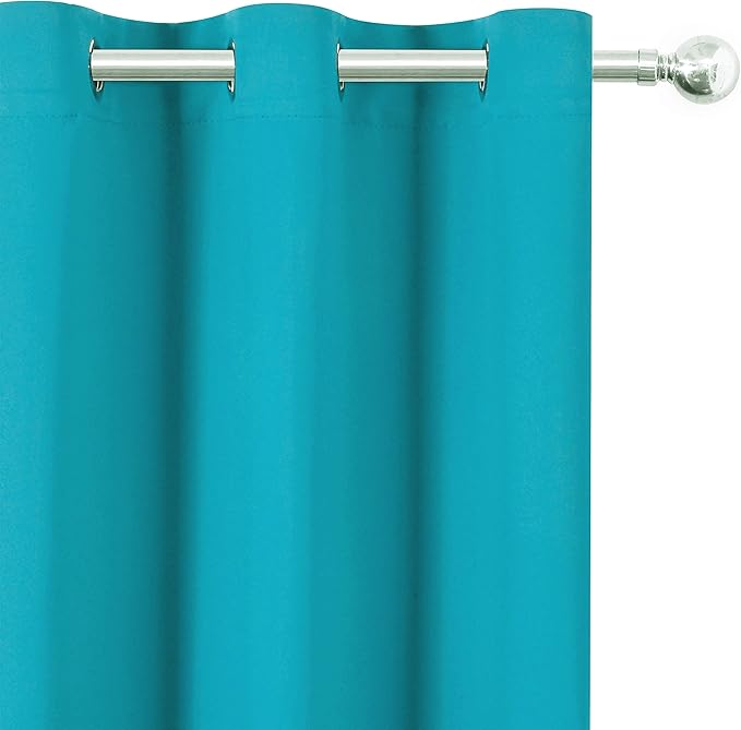 LEMOMO Teal Blackout Curtains/52 x 45 Inch Length Kids Curtains/Set of 2 Panels Grommet Bedroom Curtains for Living Room
