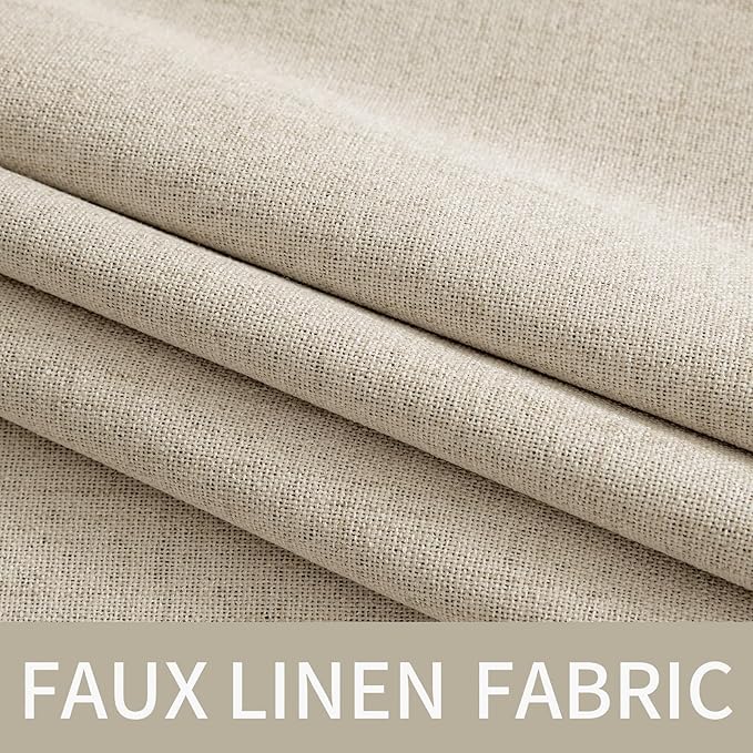 MIULEE Linen Curtains for Bedroom 100% Blackout Thermal Insulated Stone Grommet Room Darkening Curtains & Drapes Fall Decor for Living Room Nursery 52 x 45 Inch (2 Panels)