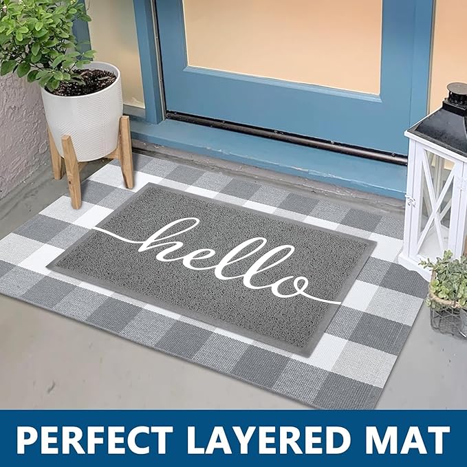 EARTHALL Funny Hello Mats Outdoor/Indoor, Front Door Mat Outside Entrance, Inside Outside Mats for Home Entrance, Funny Doormat Outdoor/Indoor Entrance, Front Porch Decor for Farmhouse 48"x32"