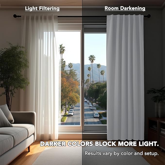 Deconovo Room Darkening Curtains, Thermal Insulated Noise-Reducing Window Panels for Bedroom, Living Room and Home Office, 2 Panels, Pure White, 42W x 108L Inch