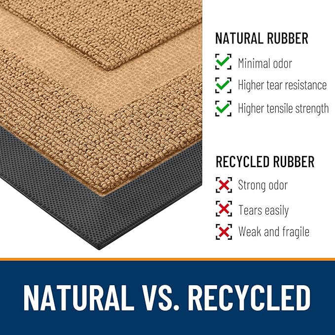 OLANLY Front Door Mat Indoor Outdoor Entrance, Waterproof All-Season, All-Weather Doormat, Sturdy Natural Rubber, Low Profile, Easy Clean Patio Porch Entryway Mat, 33x21, Butter Yellow