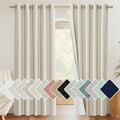 NICETOWN Farmhouse Style 100% Blackout Natural Linen Curtains 90 inches Length, 2 Panels, 62" W, Room Cooling Window Draperies with Thermal Insulated Liners for Dining Room