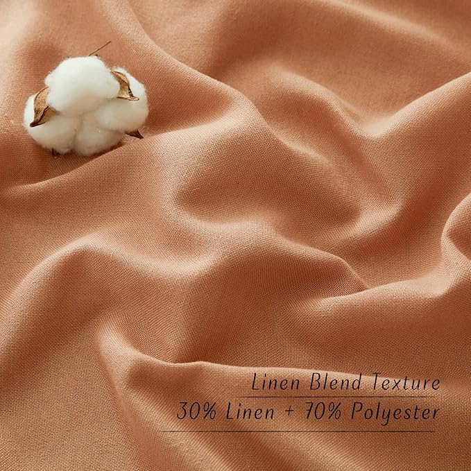 NICETOWN Burnt Orange Thick Linen Curtains 72" Length, Grommet Privacy Window Treatments Linen Weave with Light Penetration Vertical Drapes for Farmhouse/Home Office, W42 x L72, 2 Panels
