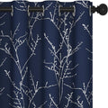 Deconovo Blackout Curtains, Navy Blue Curtain, Thermal Insulated Soundproof Drapes, Branch Silver Print, 52 x 108 Inch Long, Machine Washable Grommet Panels for Sliding Door Bedroom Home, Set of 2