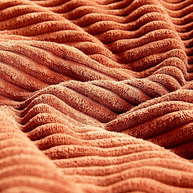 Fancy Homi Set of 2 Burnt Orange Lumbar Decorative Throw Pillow Covers 16x32 Inch for Living Room Couch Bed, Boho Farmhouse Fall Home Decor, Soft Corduroy Corss Patchwork Cushion Case 40x80 cm