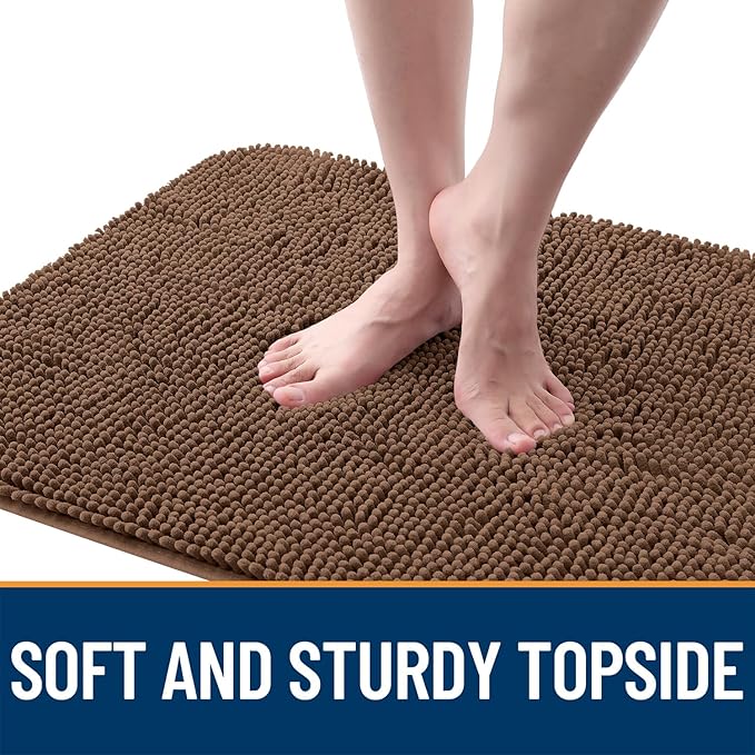 OLANLY Dog Door Mat for Muddy Paws 70x24, Absorbs Moisture and Dirt, Absorbent Non-Slip Washable Doormat, Quick Dry Chenille Mud Mat for Dogs, Entry Indoor Entryway Carpet for Inside Floor, Mocha