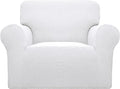 Easy-Going Stretch Oversized Chair Sofa Slipcover 1-Piece Couch Sofa Cover Furniture Protector Soft with Elastic Bottom for Kids Spandex Jacquard Fabric Small Checks Snow White