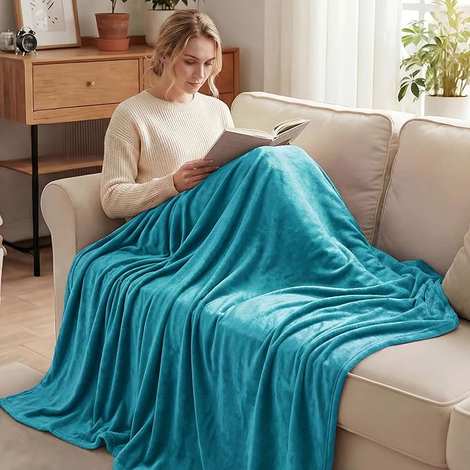Exclusivo Mezcla Fleece Blanket King Size for Bed, Super Soft and Warm, All Season, Cozy, Plush, Lightweight, 90x104 Inches, Teal