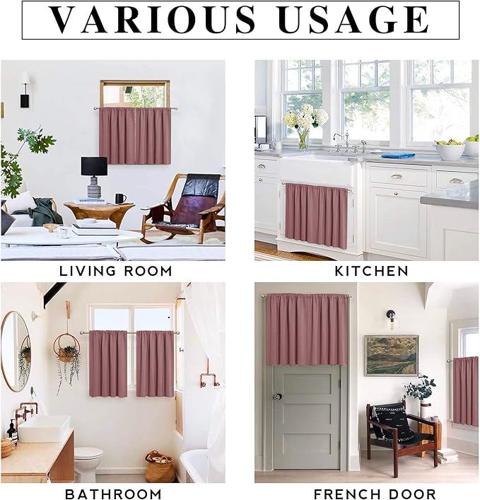 RYB HOME Blackout Curtains for Bedroom 84 inches Long 2 Panels Set, Privacy Thermal Insultaed Sunlignt Heat Blocking Drapes for Nursery Rental Room, Width 42 by Length 84, Dusty Rose