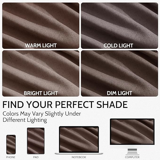Cappuccino Linen 144 Inch Curtains for Living Room Light Filtering Semi Sheer Curtain Back Tab Modern Rustic Home Decor Neutral Drapes Floor to Ceiling High Window for Bedroom 52x144, 2 Panels