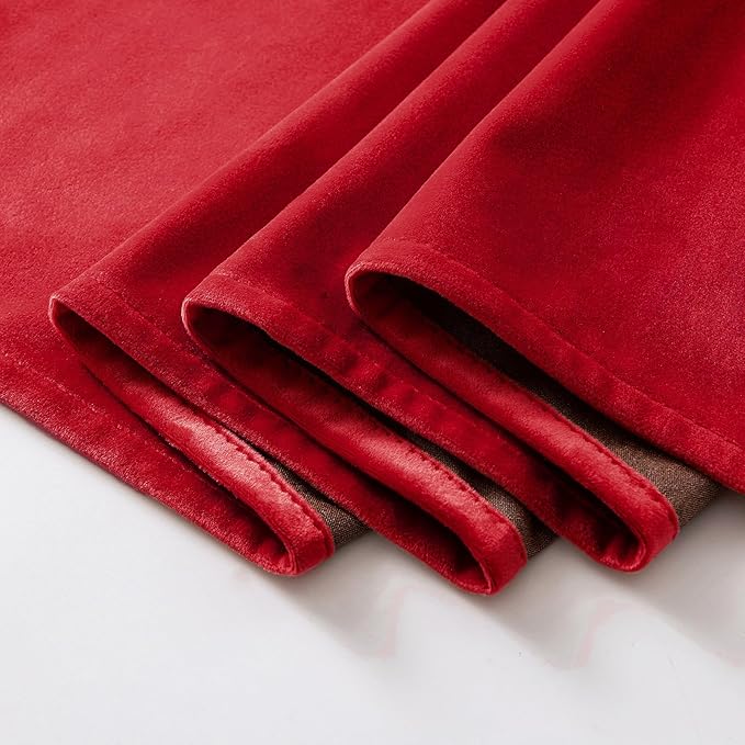 MIULEE Christmas Red Velvet Curtains Elegant Grommet Curtains Thermal Insulated Soundproof Room Darkening Curtains/Drapes for Classical Living Room Bedroom Decor 52 x 90 Inch Set of 2