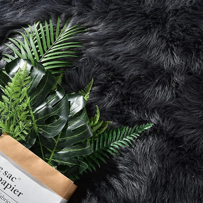 Latepis Living Room Rugs 8x10 Area Rugs for Living Room Dark Grey Faux Sheepskin Fur Rug for Bedroom Washable Fluffy Rug for Office Entertainment Home Décor