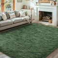 5x7 Ft Shag Green Area Rug for Bedroom Living Room, Ultra Soft Fluffy Furry Rugs for Indoor Floor, Aesthetic Carpet for Kids Home Decor