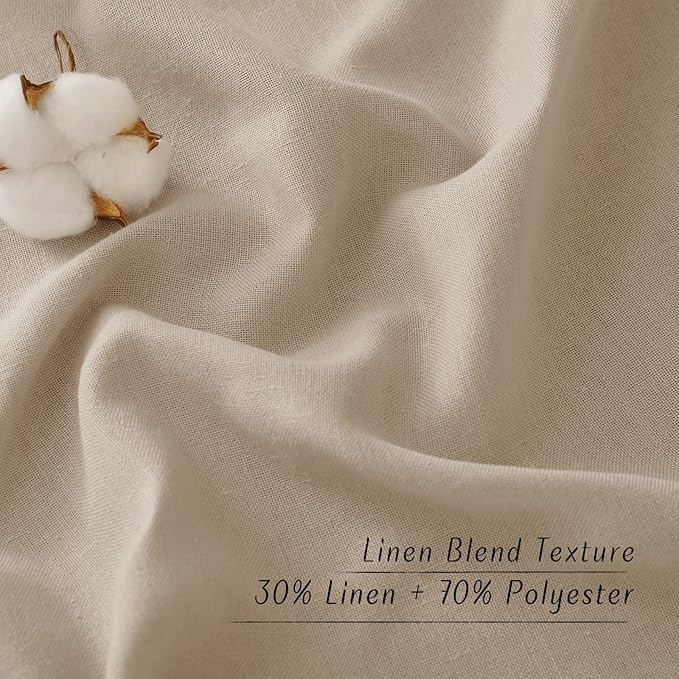 NICETOWN Thick polyester and linen Curtains 96 inch Long, Grommet Semi Sheer Window Treatments Privacy Added with Light Filtering Drapes for Bedroom/Living Room, Taupe, W55 x L96, 2 Panels