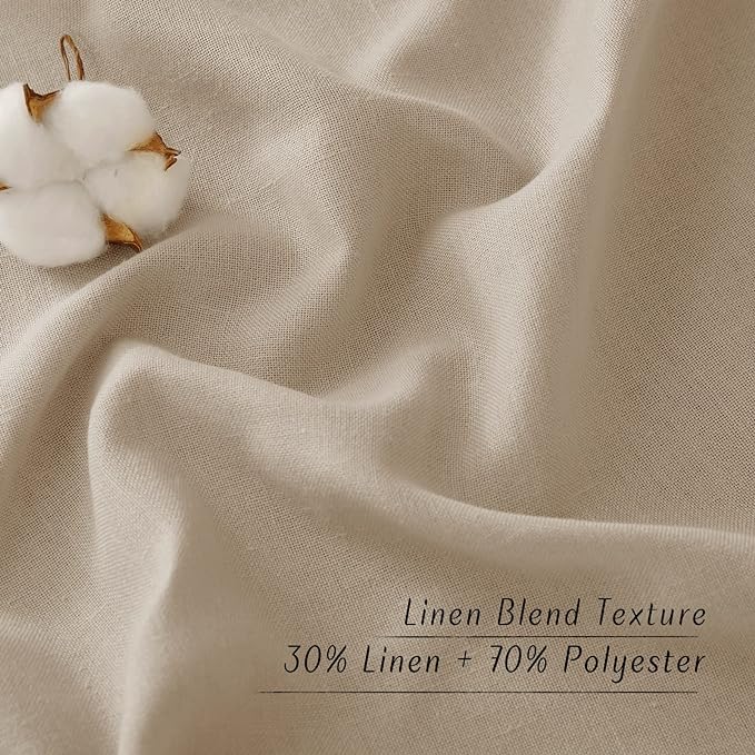 NICETOWN Rustic Linen 102 inch Long Curtains for Living Room, Grommet Privacy Added Thick Linen Weave with Light Filter Window Curtains & Drapes for Bedroom, Taupe, W55 x L102, 2 Panels