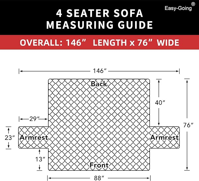 Easy-Going 4 Seater Sofa Slipcover Reversible Sofa Cover Water Resistant Couch Cover with Foam Sticks Elastic Straps Furniture Protector for Pets Children Dog Cat (XX-Large, Gray/Ivory)