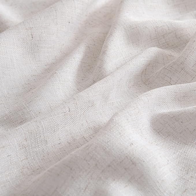 MIULEE White Linen Curtains 108 Inches Long for Bedroom Living Room, Soft Thick Linen Textured Window Drapes Semi Sheer Light Filtering Rod Pocket Back Tab Burlap Look Farmhouse Decor, 2 Panels